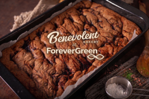 Benevolent Bakery edibles on the shelf at ForeverGreen