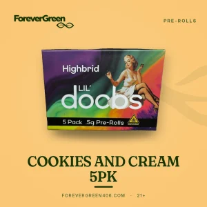 Highbrid Lil Docbs Cookies and Cream five pack of half-gram pre-rolls at ForeverGreen